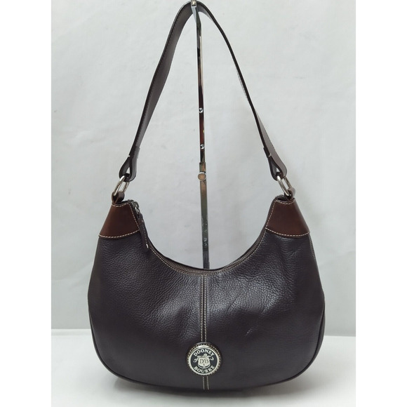 Dooney & Bourke Brown Pebbled Leather Zipper Closure Hobo Shoulder Bag - Picture 1 of 16